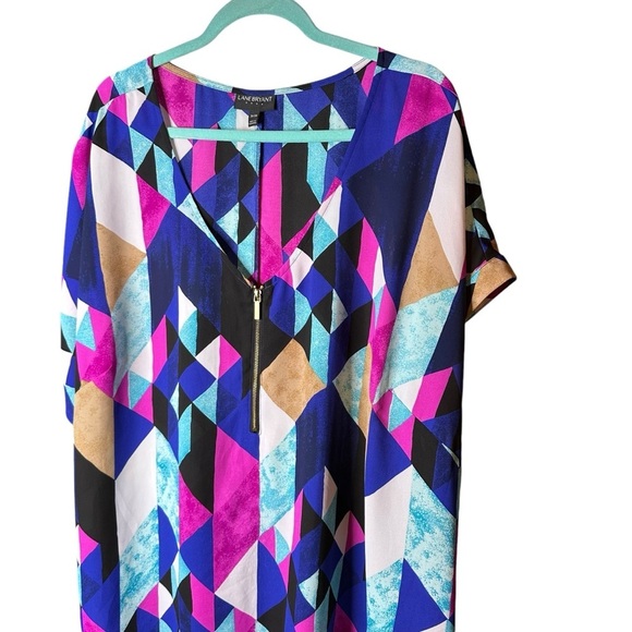 5 for $40 SALE! Lane Bryant Colorful Vneck Zip  Split Back Tunic size 24 - Picture 8 of 10